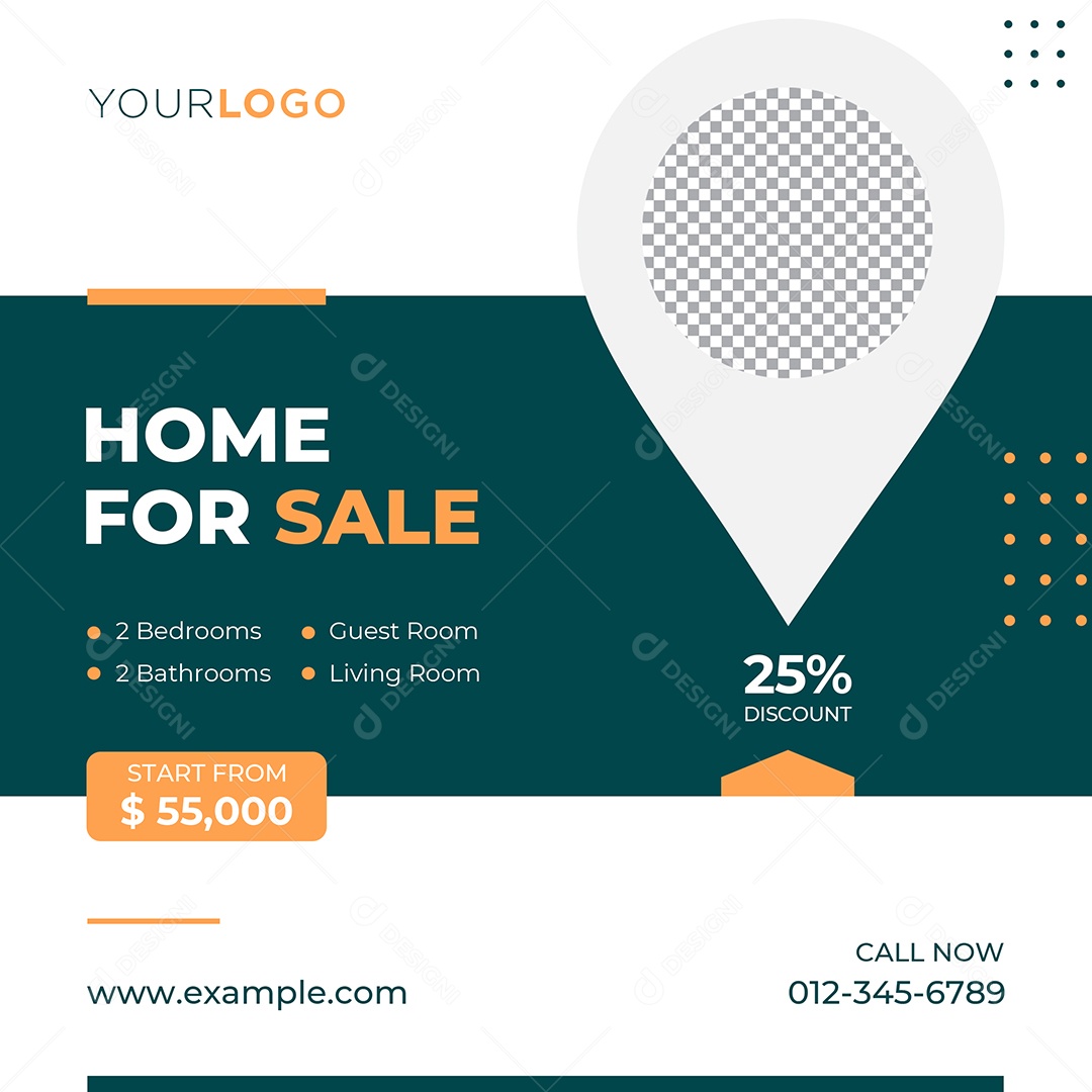 Imobiliária Casa de Luxo Para Venda Social Media PSD Editável