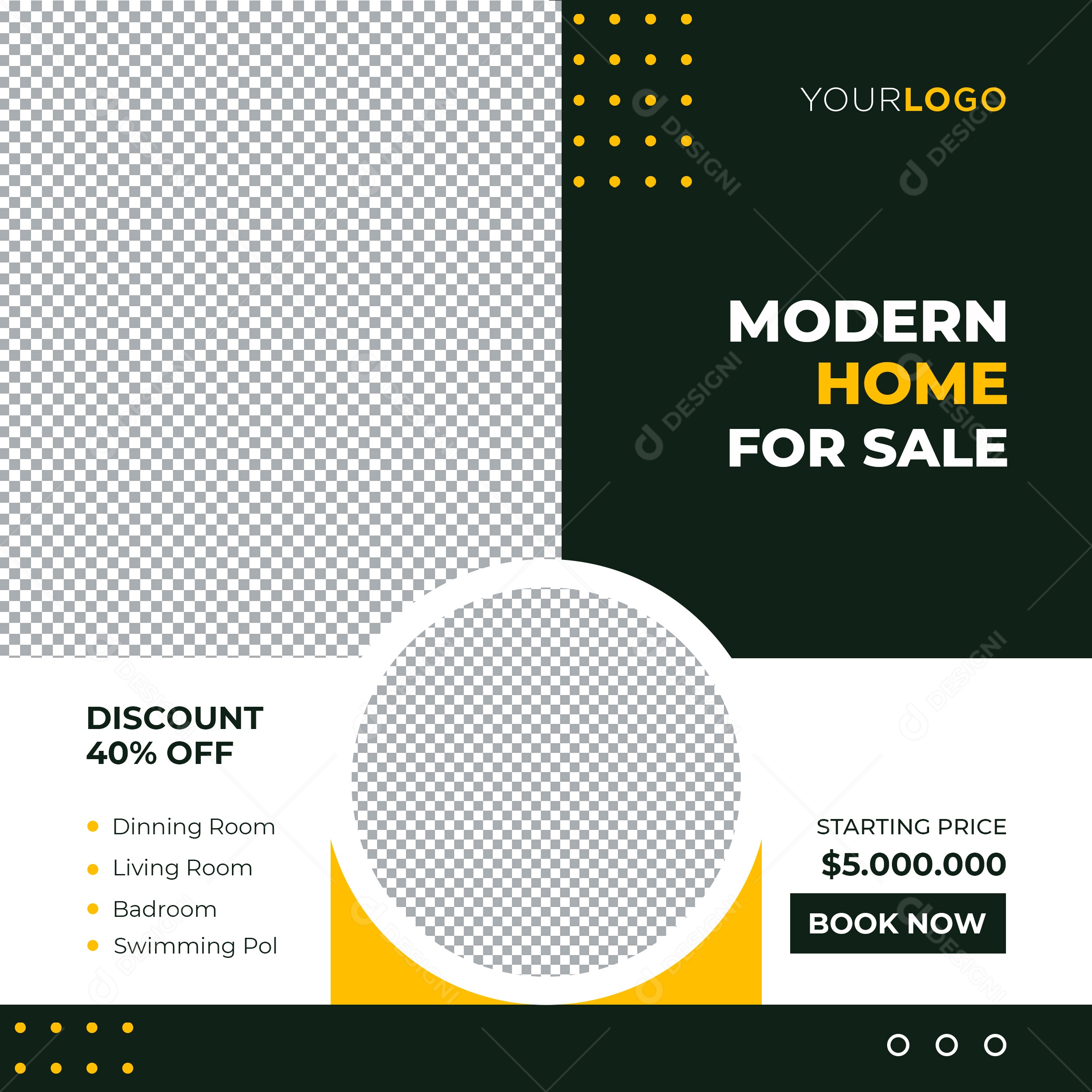 Imobiliária Casa Moderna Para Venda Social Media PSD Editável