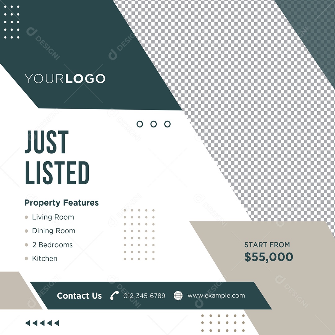 Imobiliária Características da Propriedade Recém Listada Social Media PSD Editável