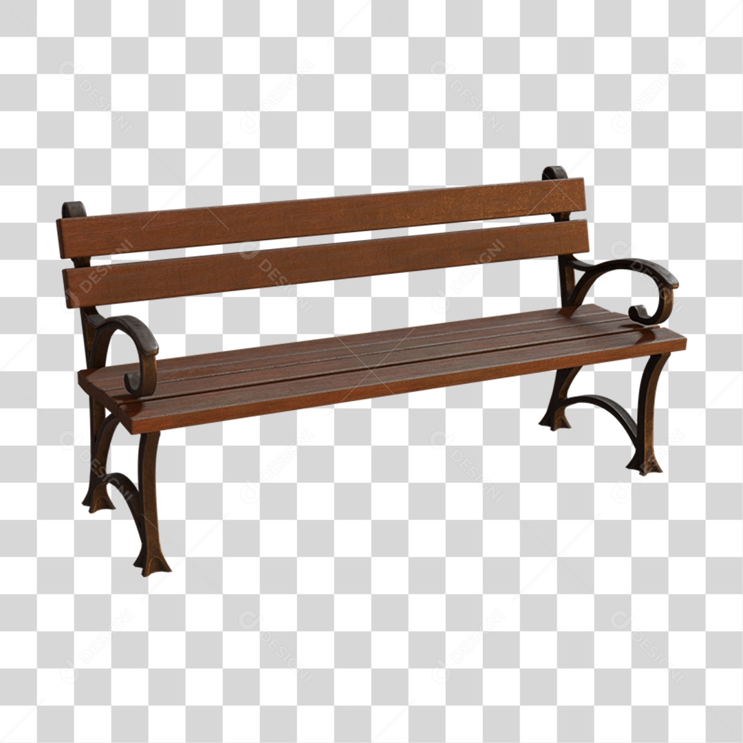 Elemento 3D Banco de Madeira PNG Transparente
