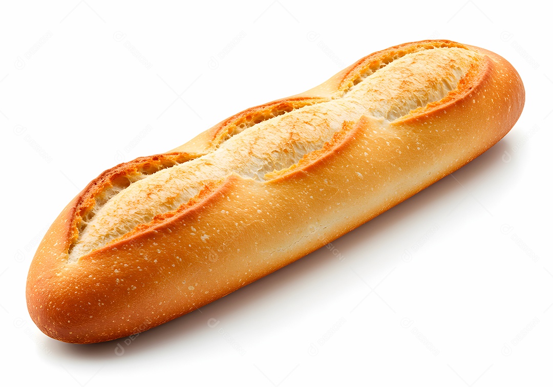 Belo pão baguete sobre fundo branco isolado