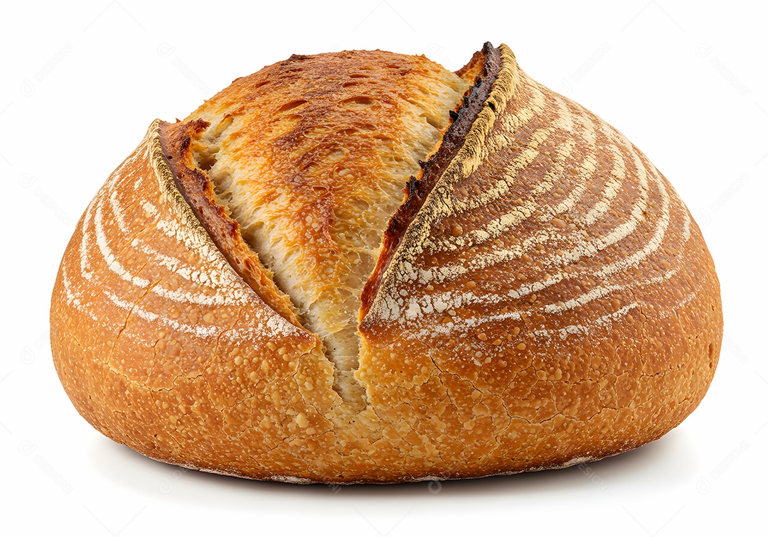 Belo pão francês sobre fundo branco isolado