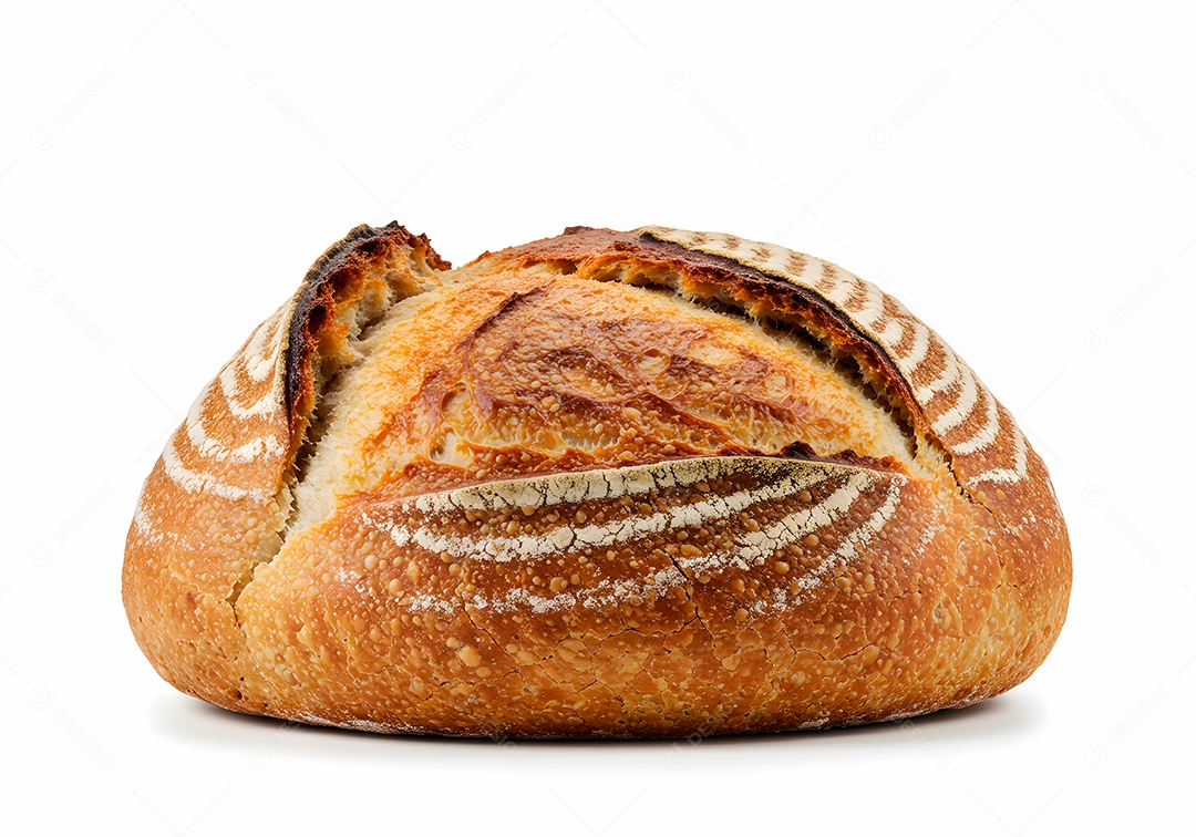 Belo pão francês sobre fundo branco isolado