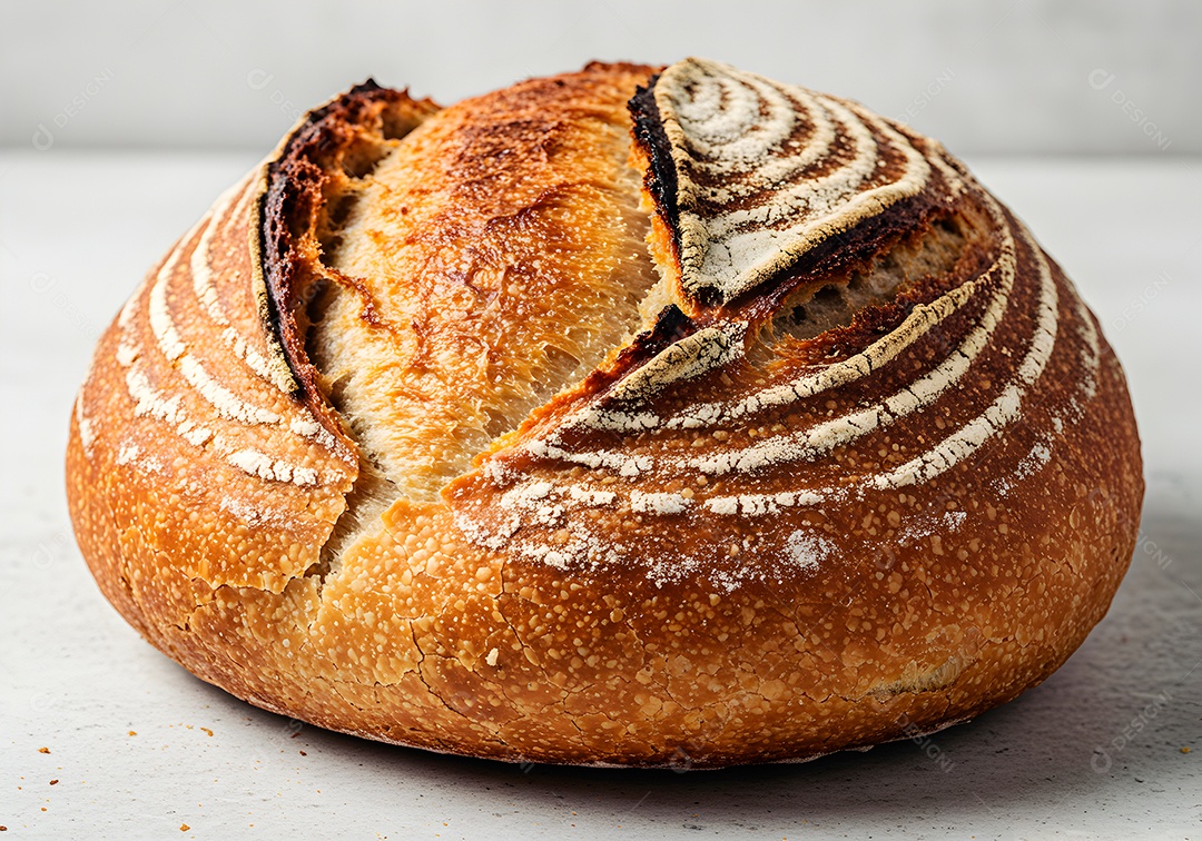 Belo pão francês sobre fundo branco isolado