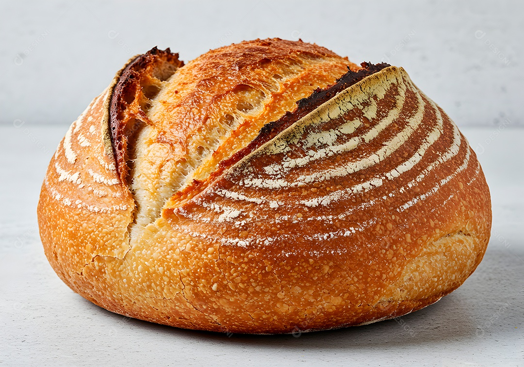 Belo pão francês sobre fundo branco isolado