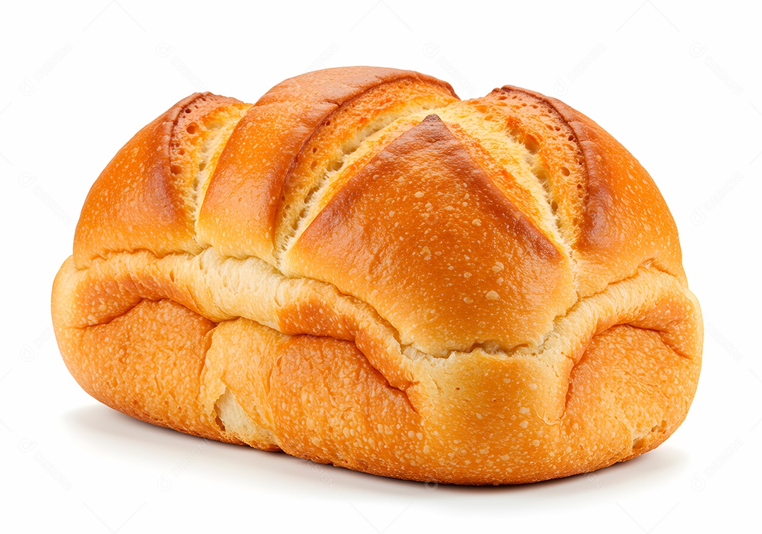 Belo pão francês sobre fundo branco isolado