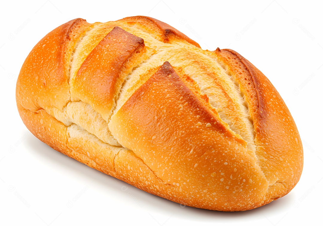 Belo pão francês sobre fundo branco isolado