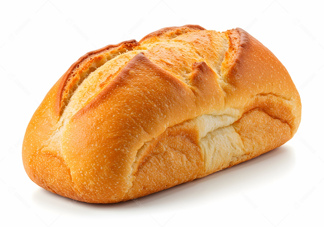 Belo pão francês sobre fundo branco isolado