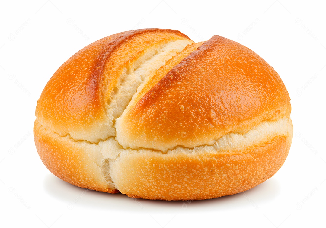 Belo pão brioche sobre fundo branco isolado