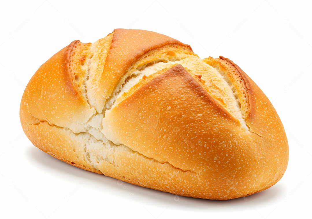 Belo pão francês sobre fundo branco isolado