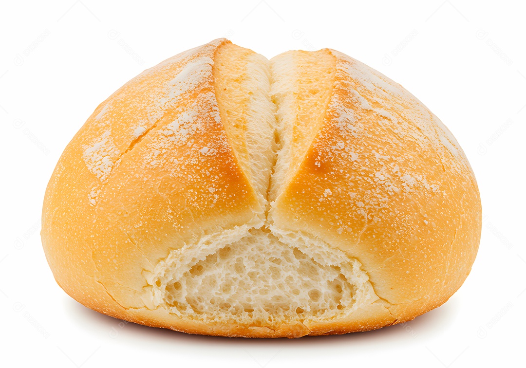 Belo pão francês sobre fundo branco isolado