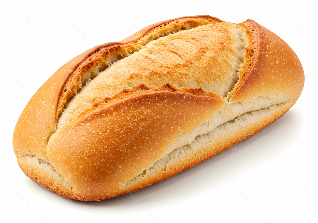 Belo pão francês sobre fundo branco isolado