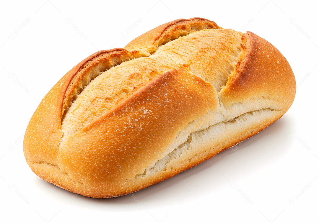 Belo pão francês sobre fundo branco isolado
