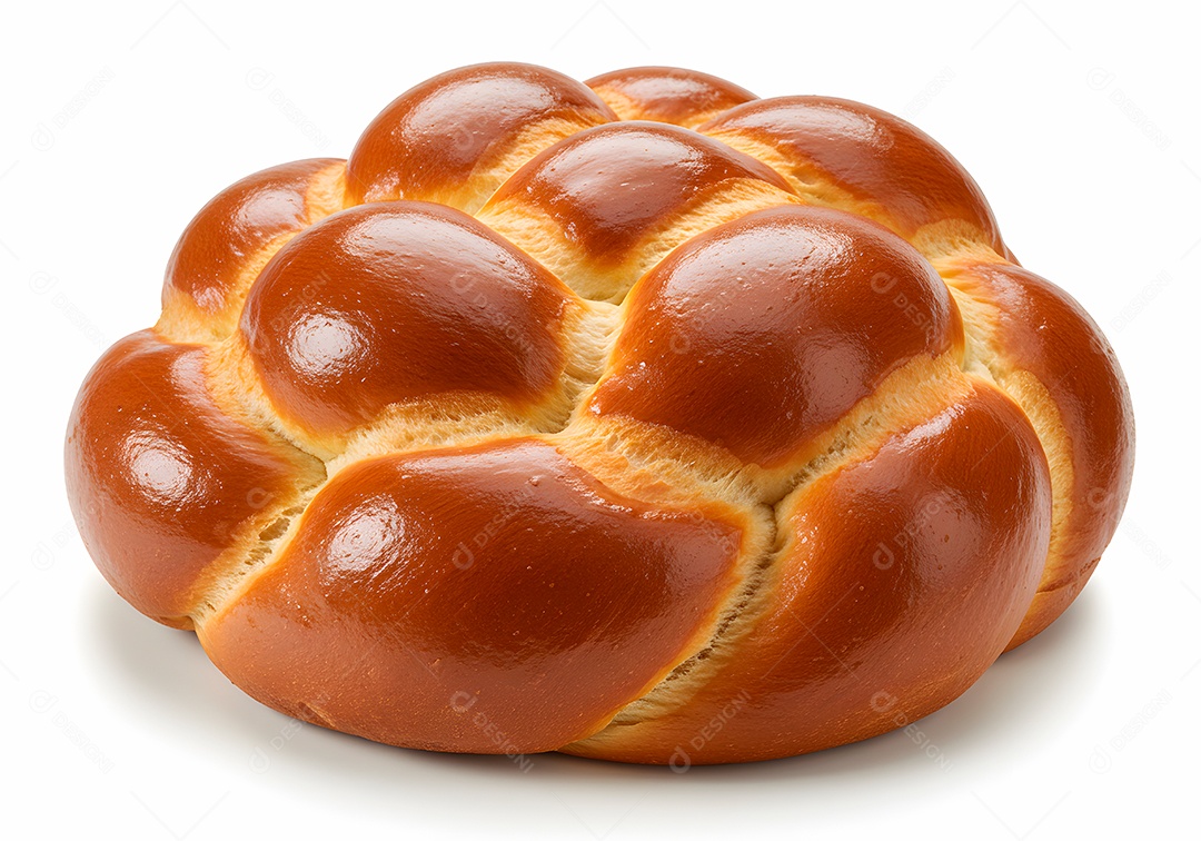 Belo pão brioche sobre fundo branco isolado