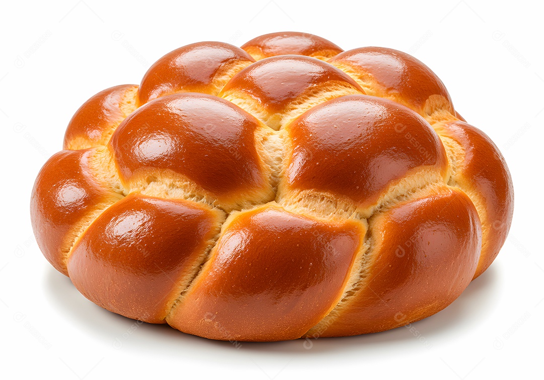 Belo pão brioche sobre fundo branco isolado