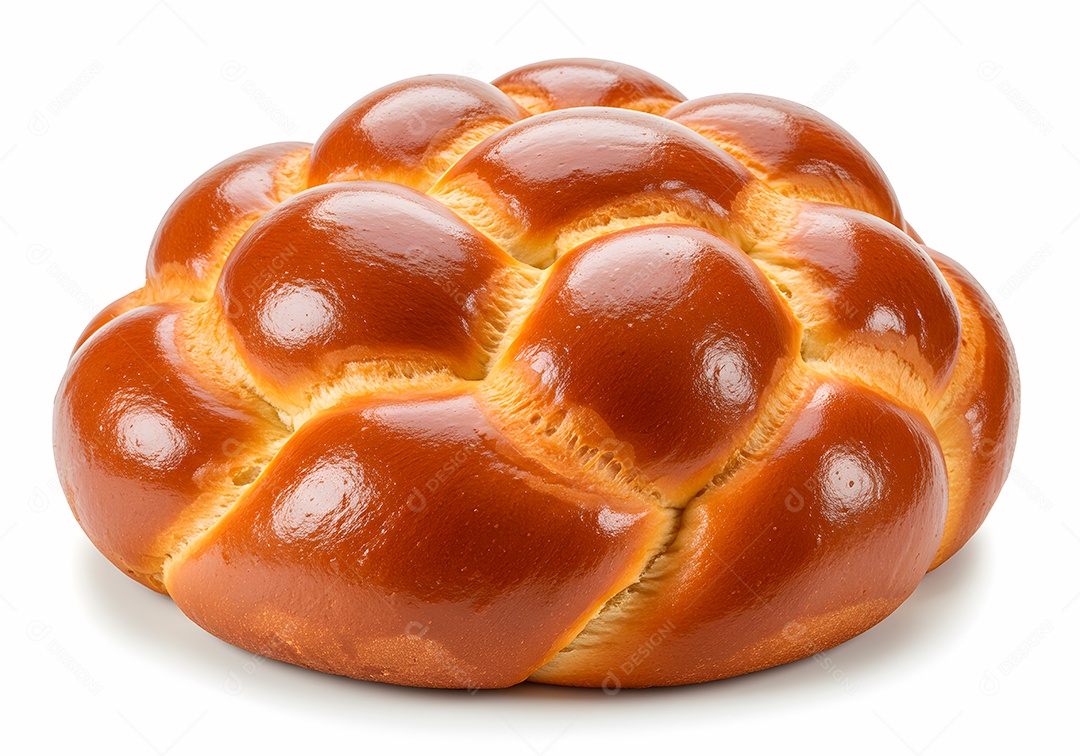 Belo pão brioche sobre fundo branco isolado