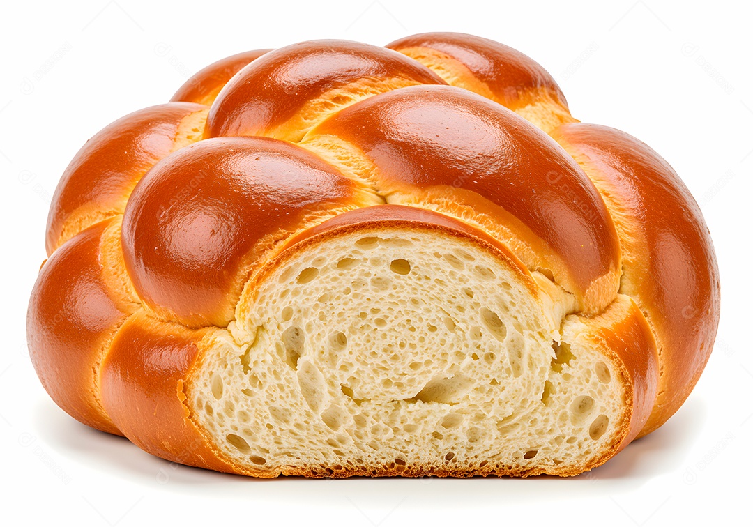 Belo pão brioche sobre fundo branco isolado