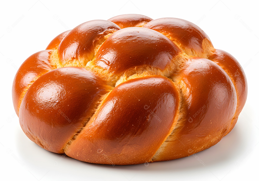 Belo pão brioche sobre fundo branco isolado