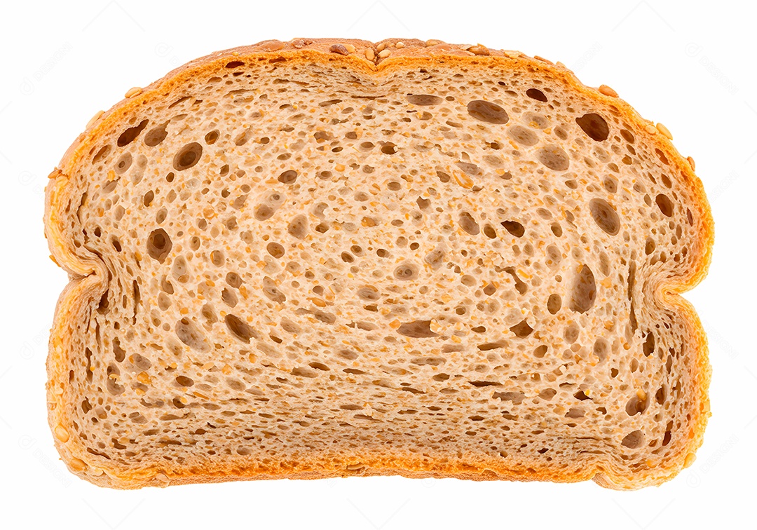 Bela fatia de pão sobre fundo branco isolado