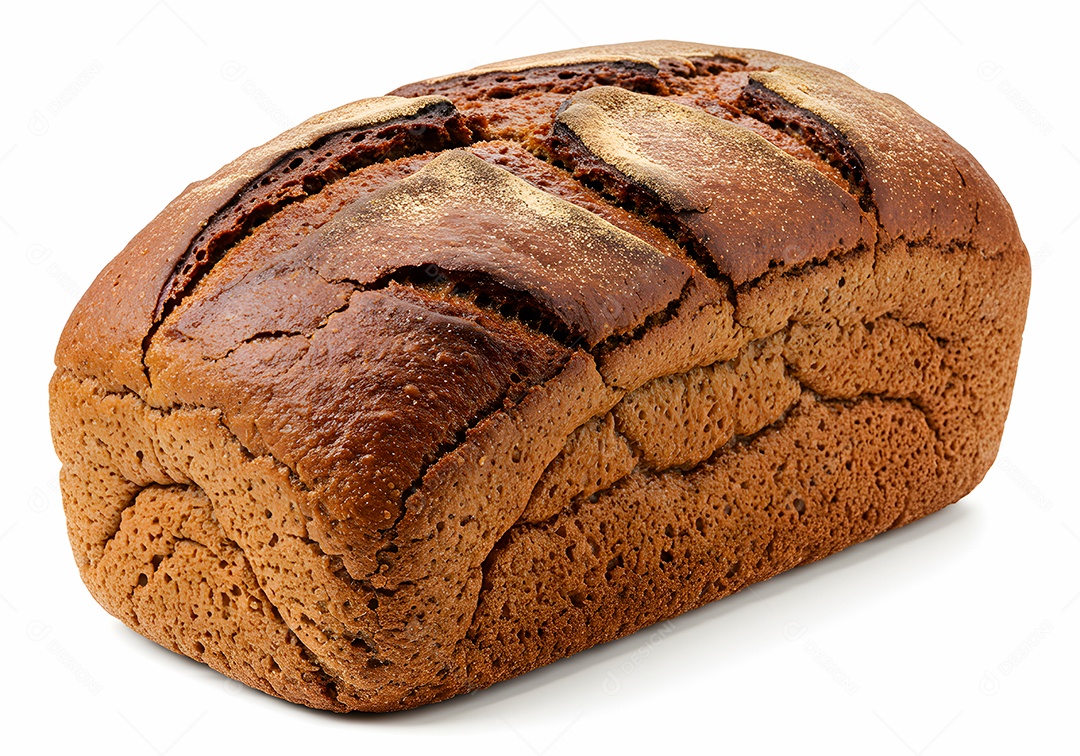 Belo pão integral sobre fundo branco isolado