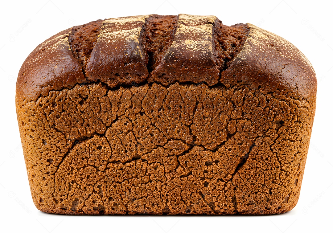 Belo pão integral sobre fundo branco isolado