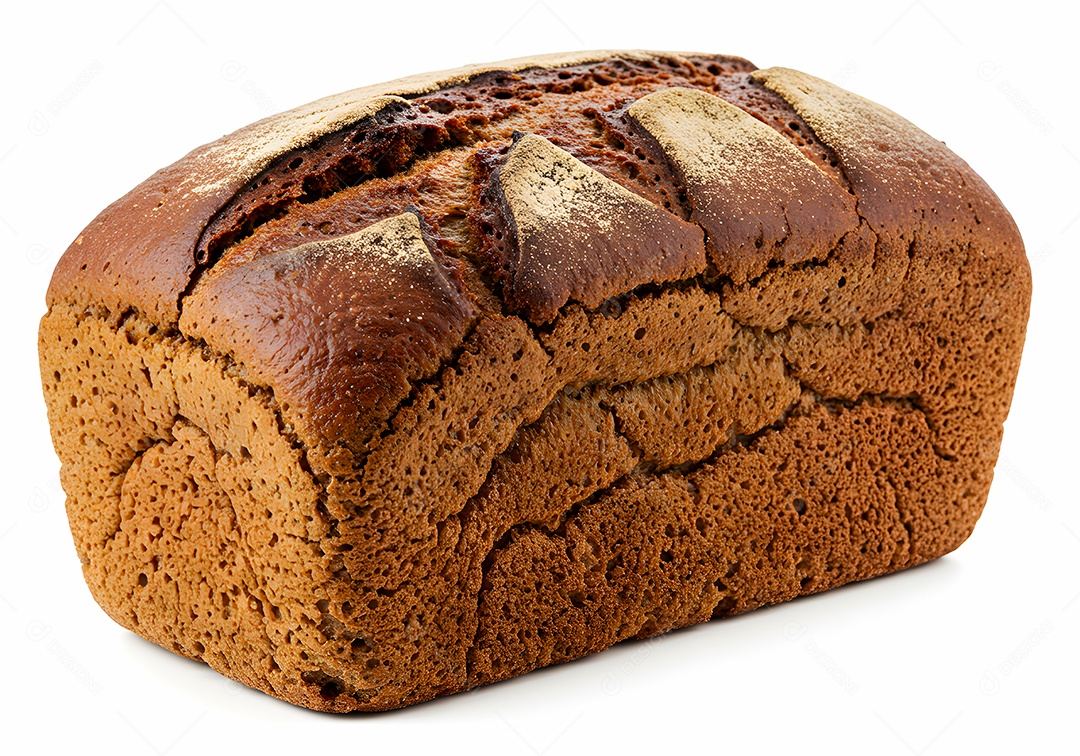 Belo pão integral sobre fundo branco isolado