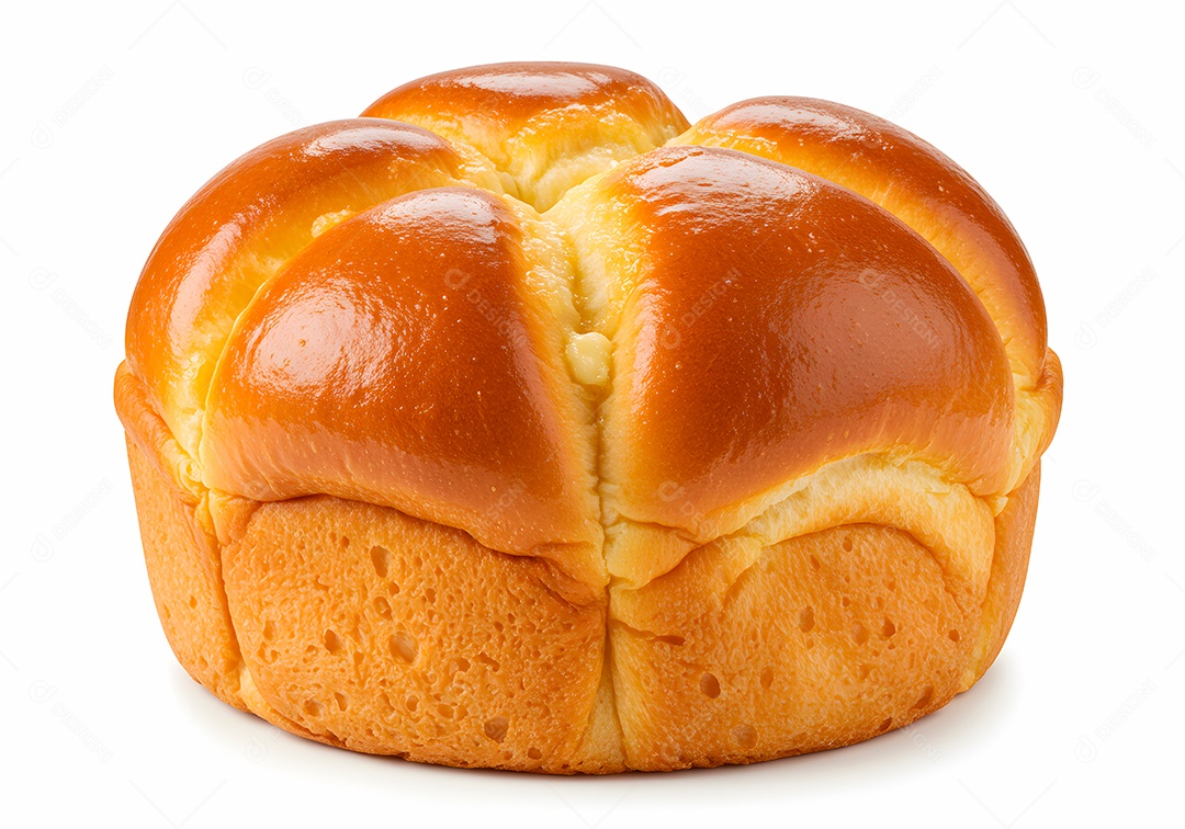 Belo pão doce sobre fundo branco isolado