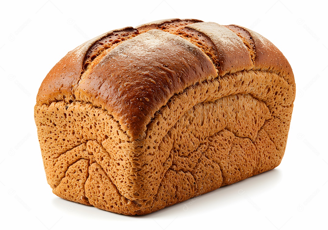 Belo pão integral sobre fundo branco isolado