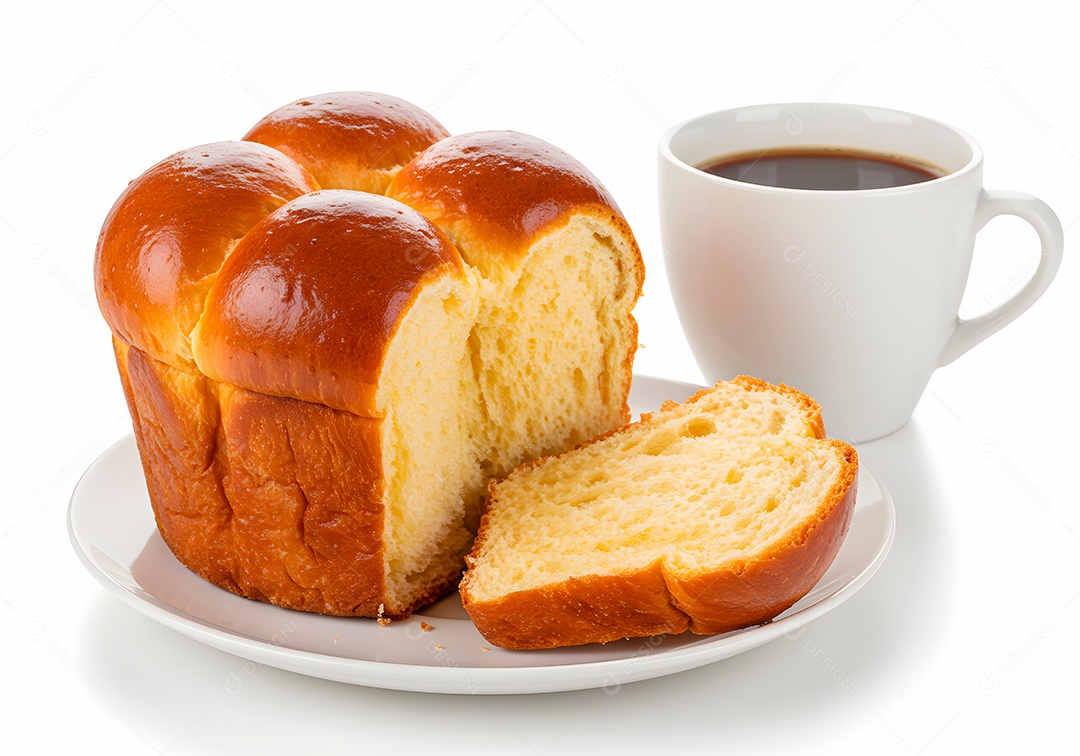 Fatias de pãos fresquinhas acompanhando de uma xícara de café