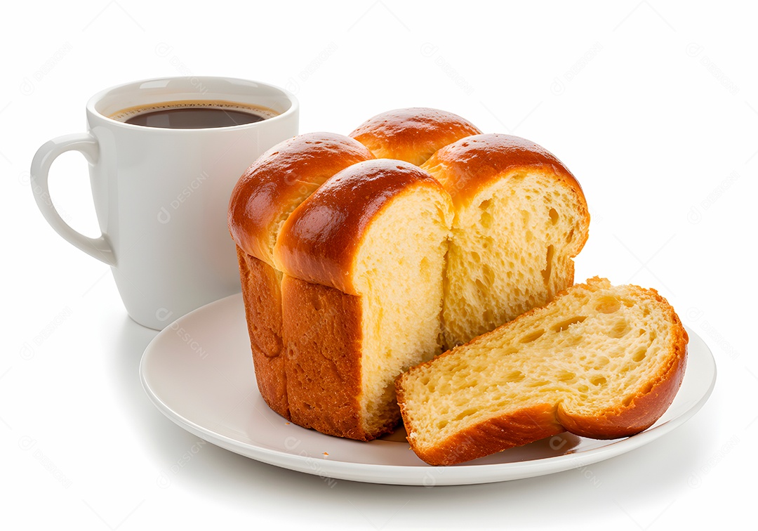 Fatias de pãos fresquinhas acompanhando de uma xícara de café