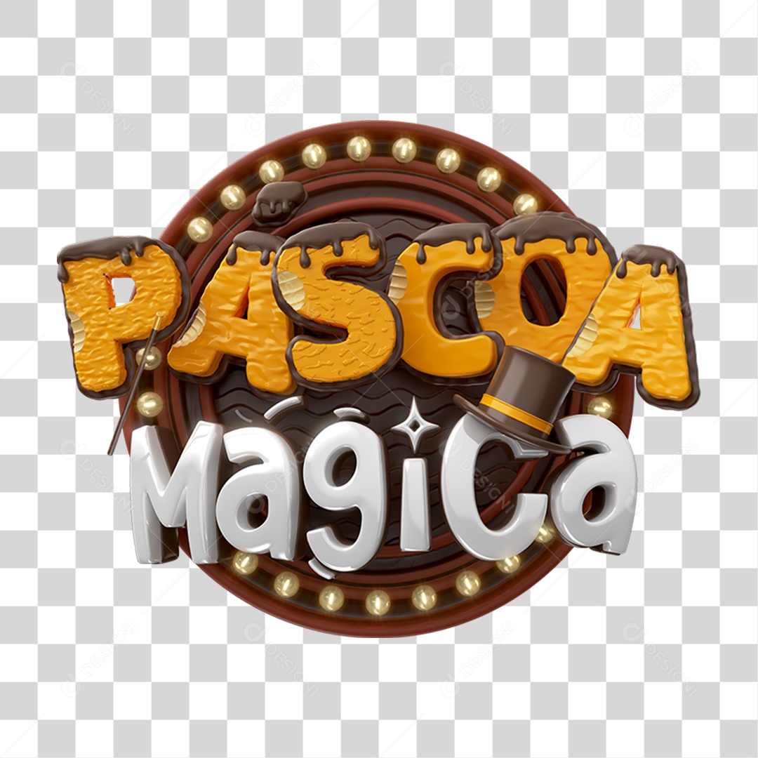 Selo 3D Páscoa Mágica PNG Transparente