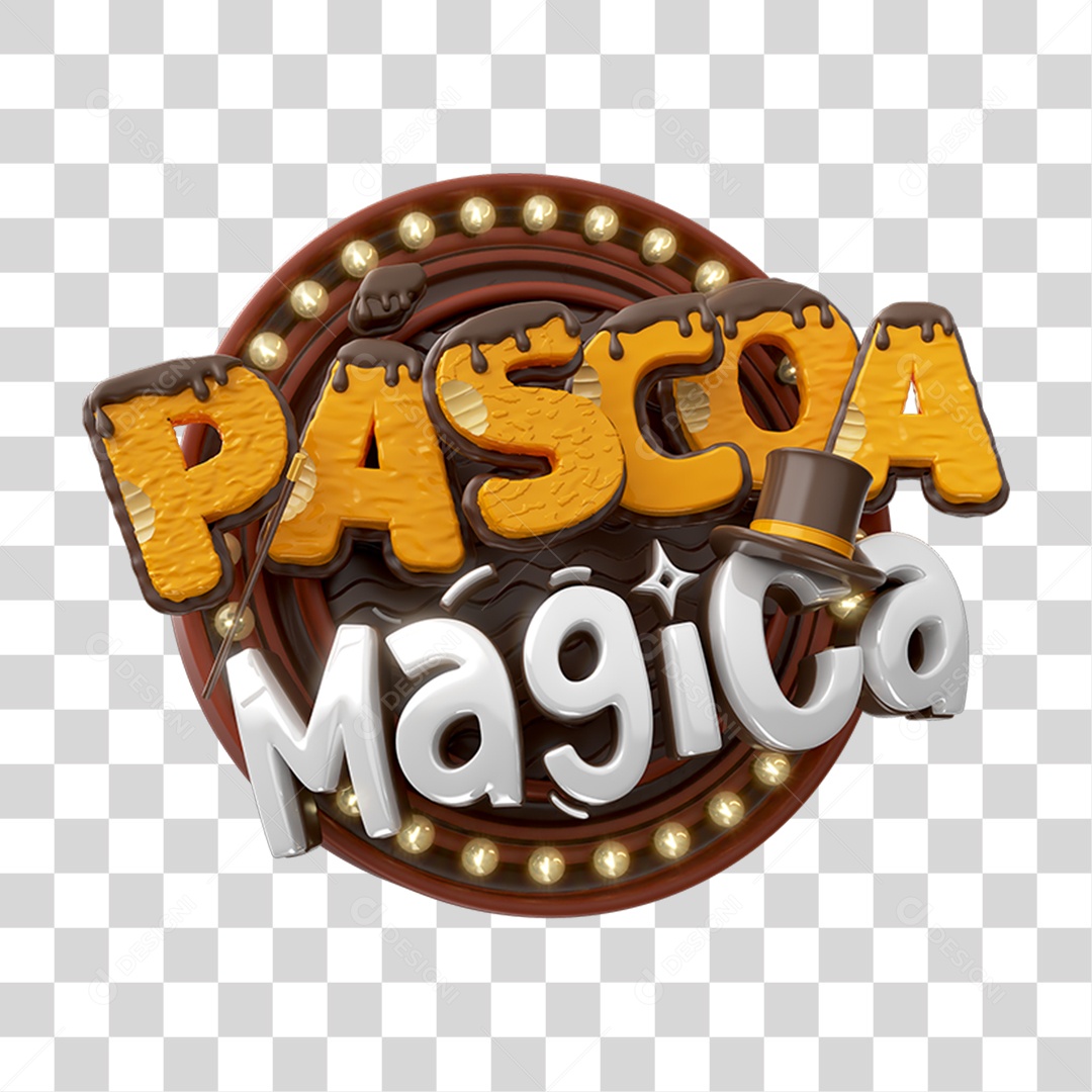 Selo 3D Páscoa Mágica PNG Transparente