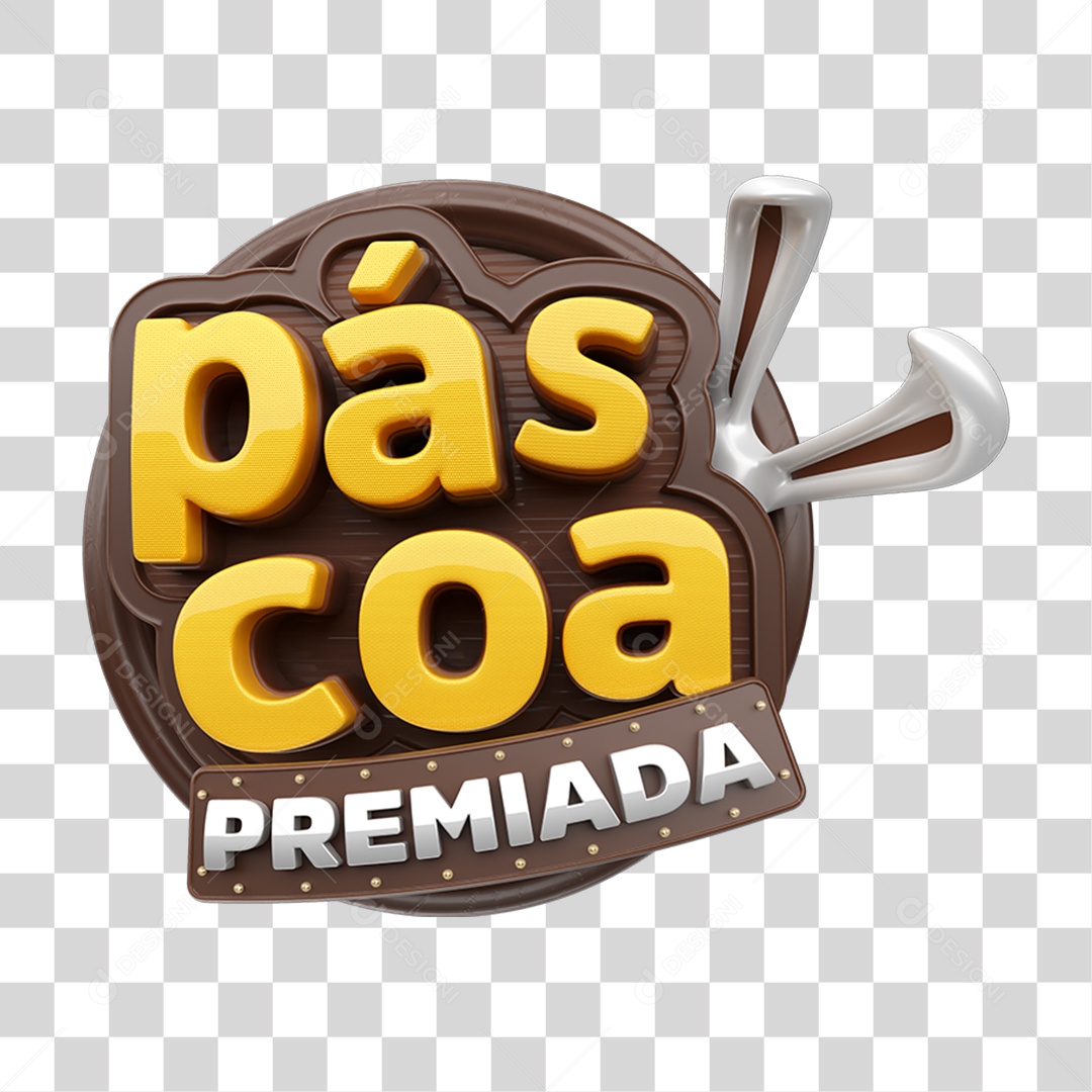 Selo 3D Páscoa Premiada PNG Transparente