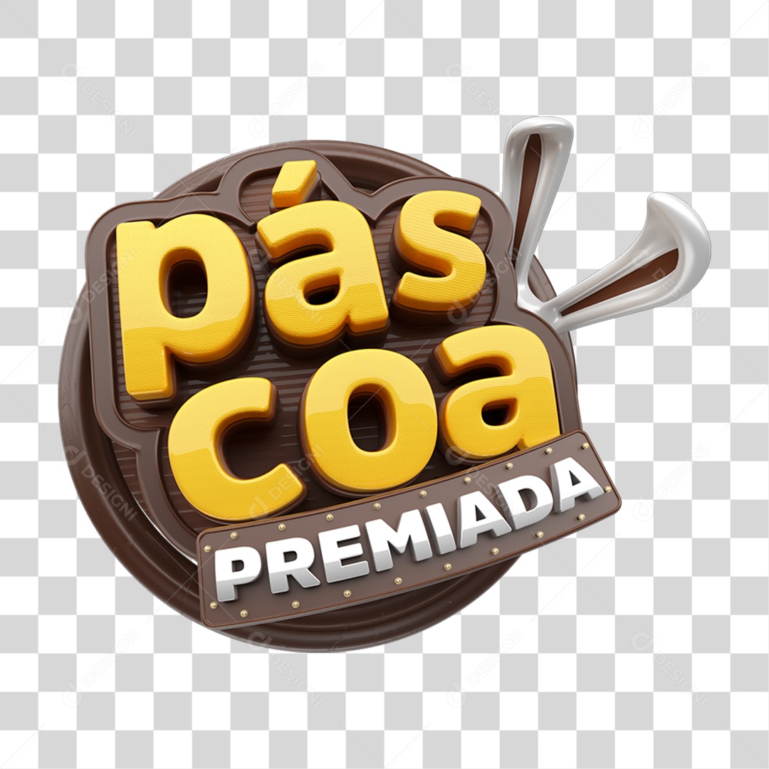 Selo 3D Páscoa Premiada PNG Transparente