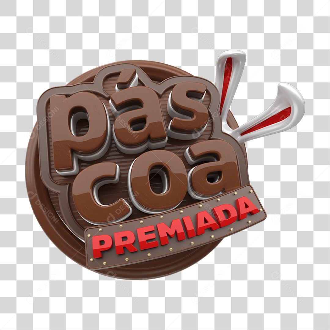 Selo 3D Páscoa Premiada PNG Transparente