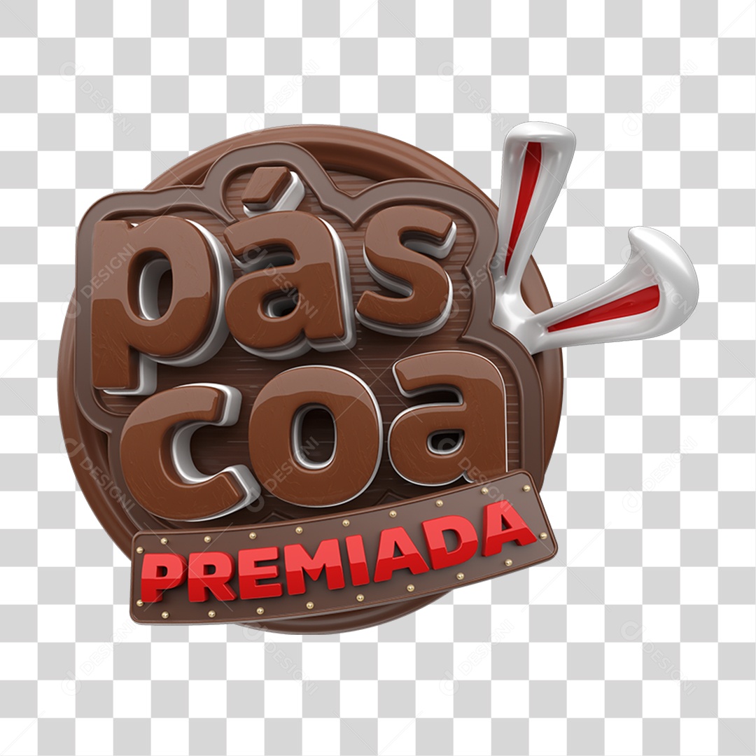 Selo 3D Páscoa Premiada PNG Transparente