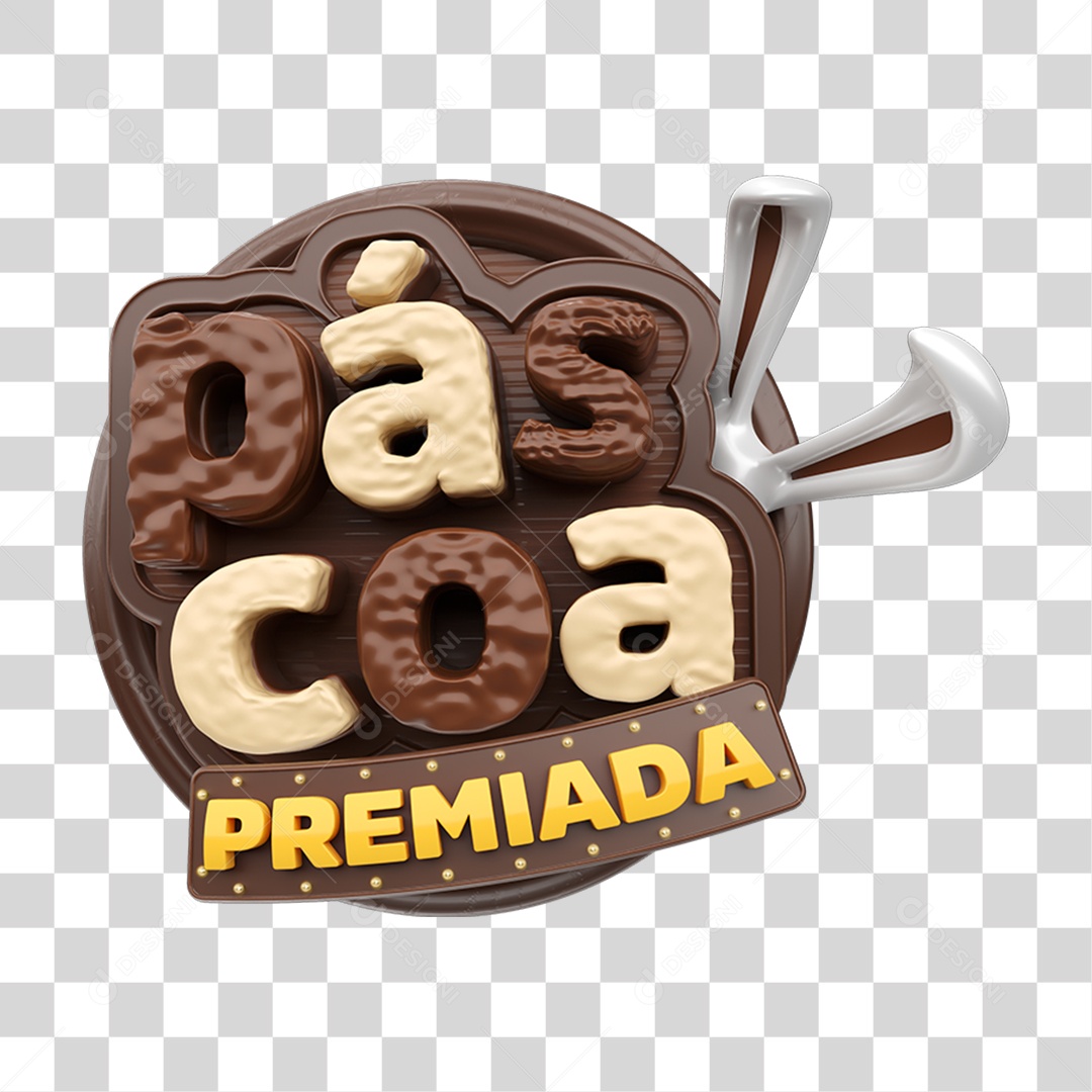 Selo 3D Páscoa Premiada  PNG Transparente
