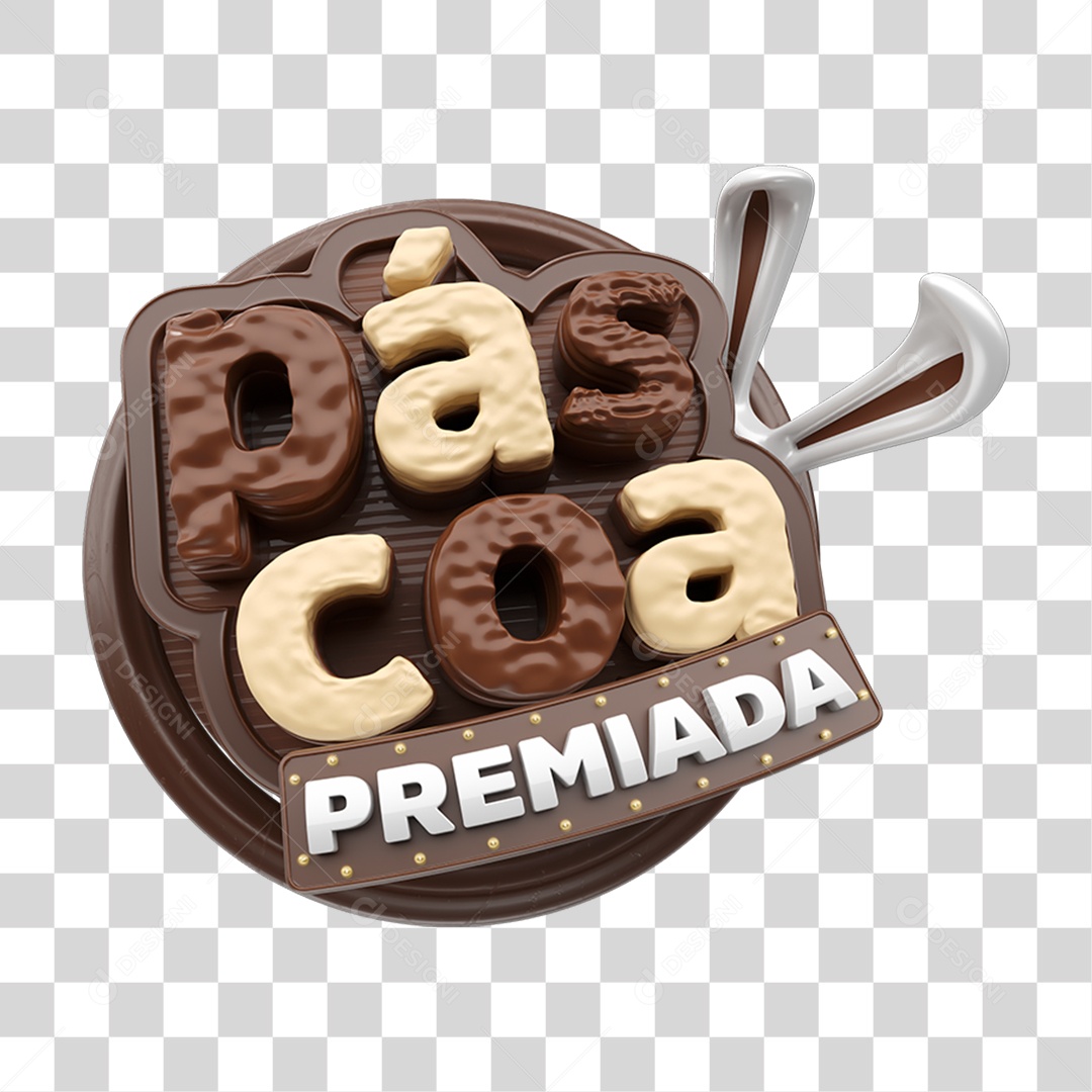Selo 3D Páscoa Premiada PNG Transparente