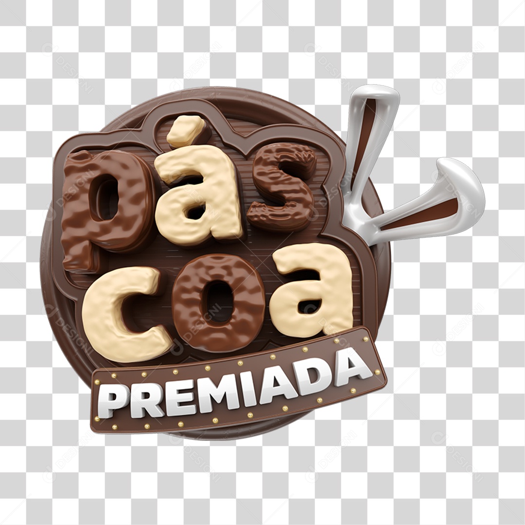Selo 3D Páscoa Premiada PNG Transparente