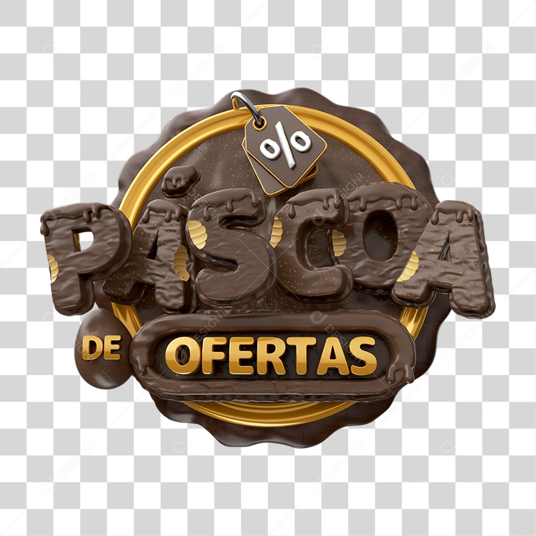 Selo 3D Páscoa de Ofertas PNG Transparente