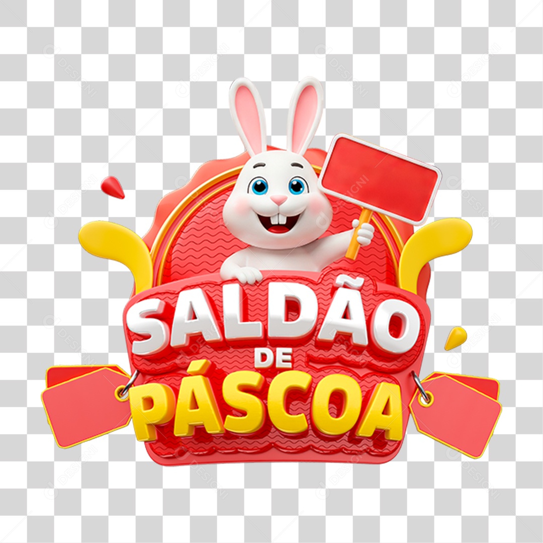 Selo 3D Saldão de Páscoa PNG Transparente