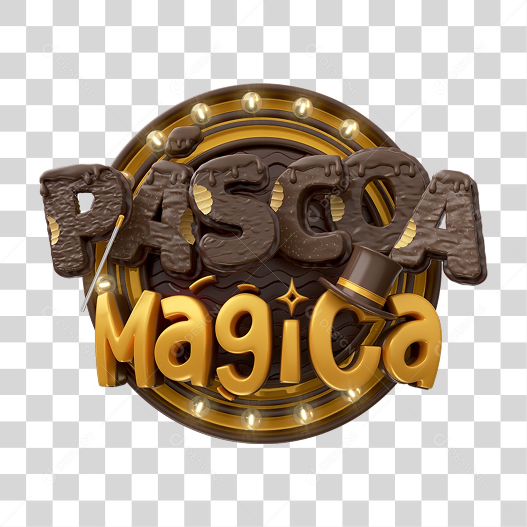 Selo 3D Páscoa Mágica PNG Transparente