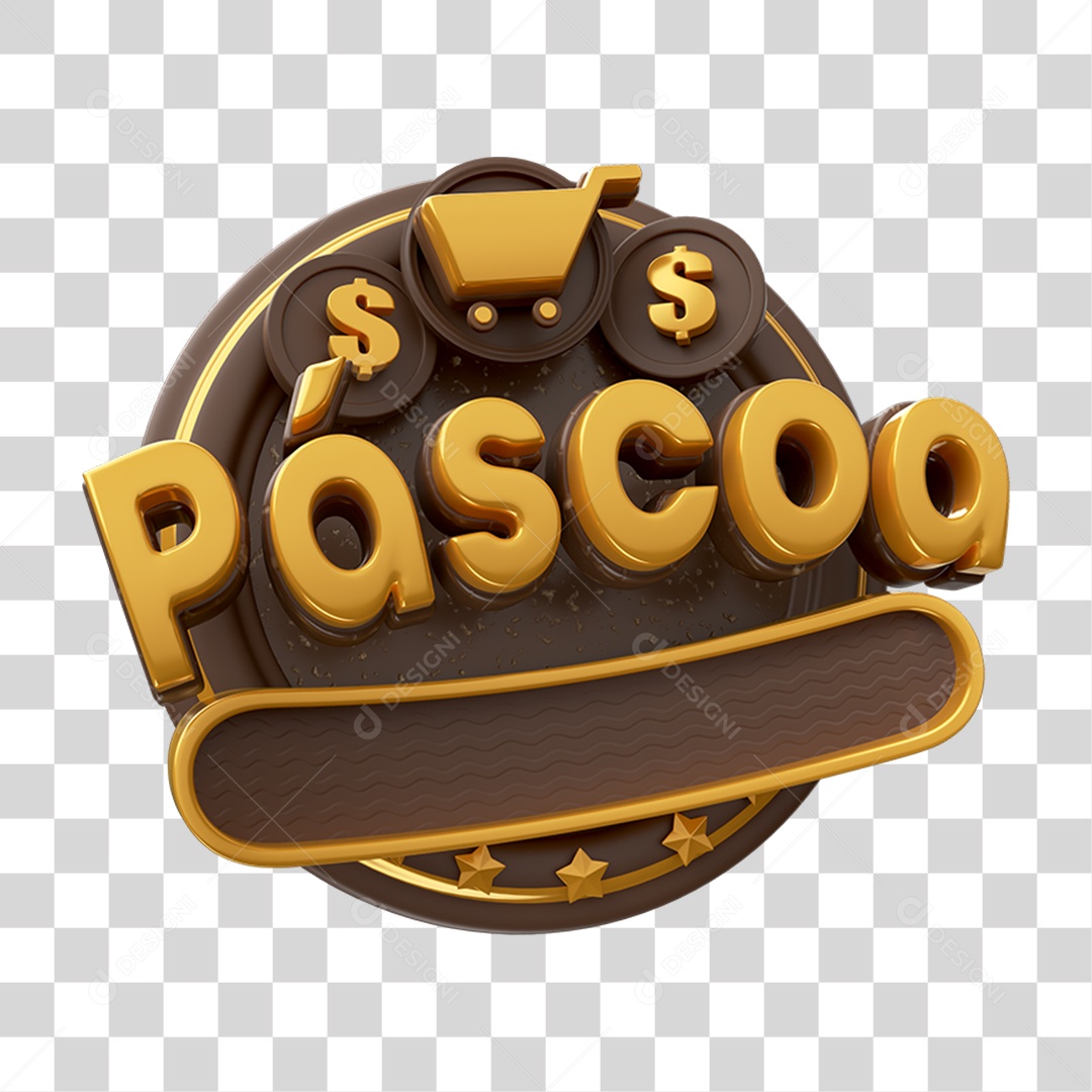 Selo 3D Páscoa PNG Transparente