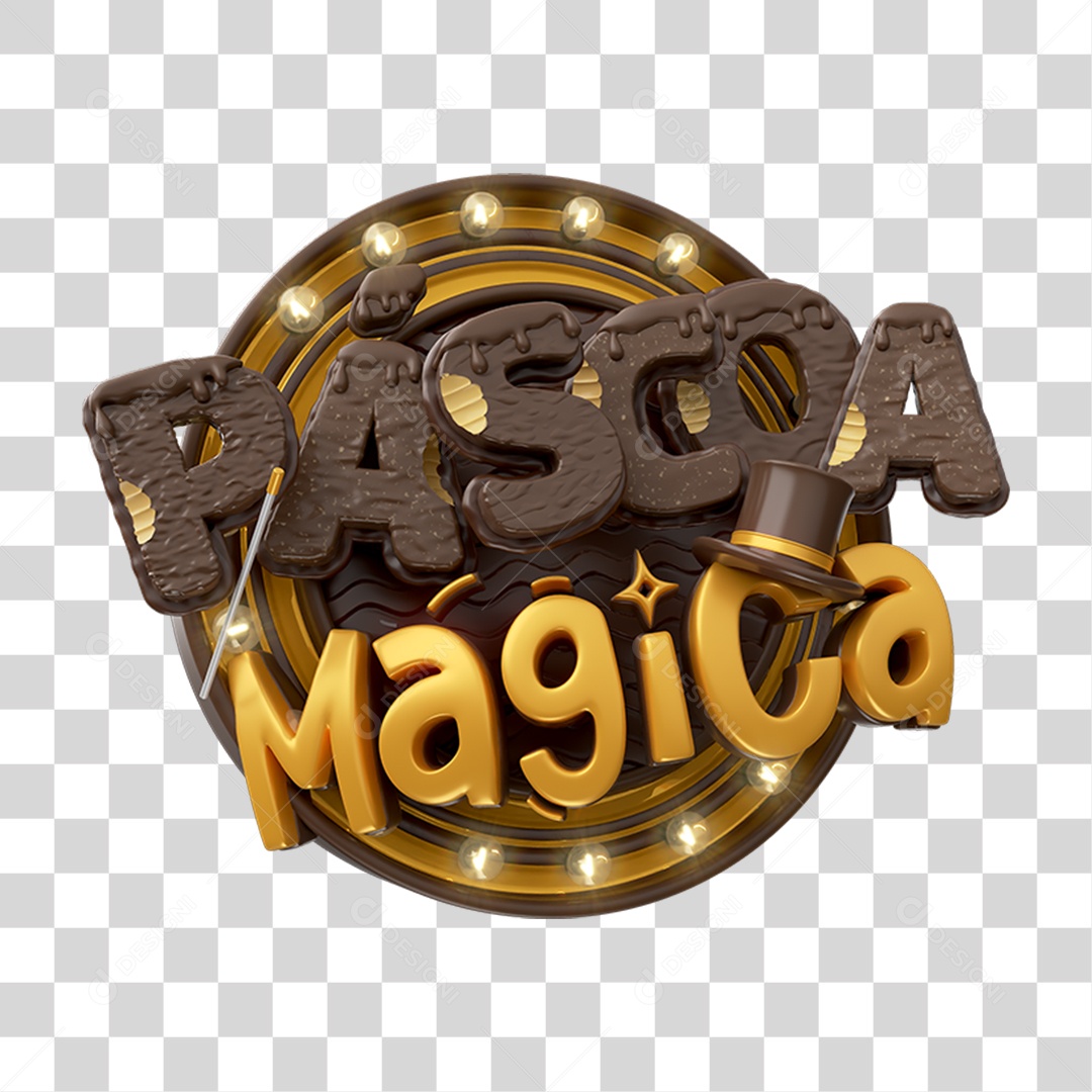 Selo 3D Páscoa Mágica PNG Transparente