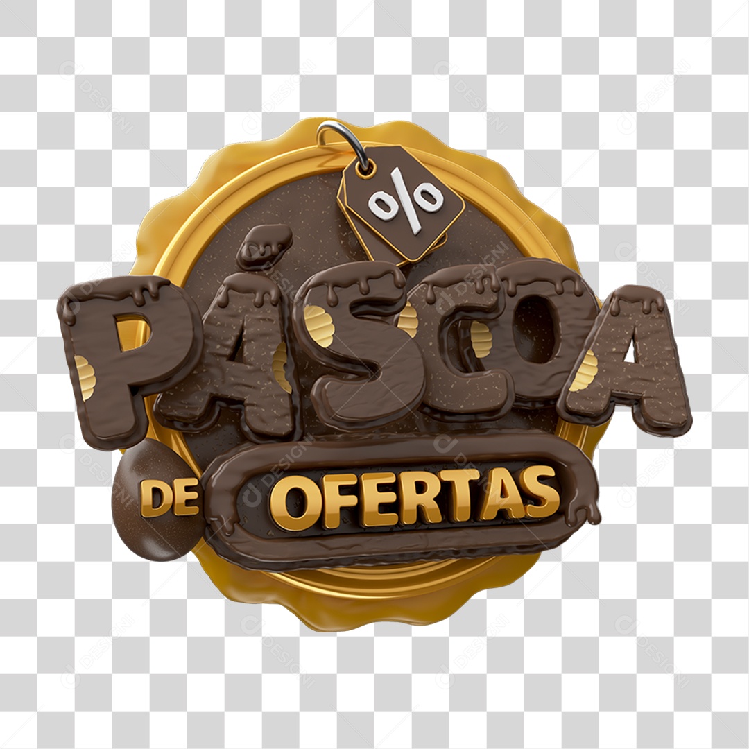 Selo 3D Páscoa de Ofertas PNG Transparente