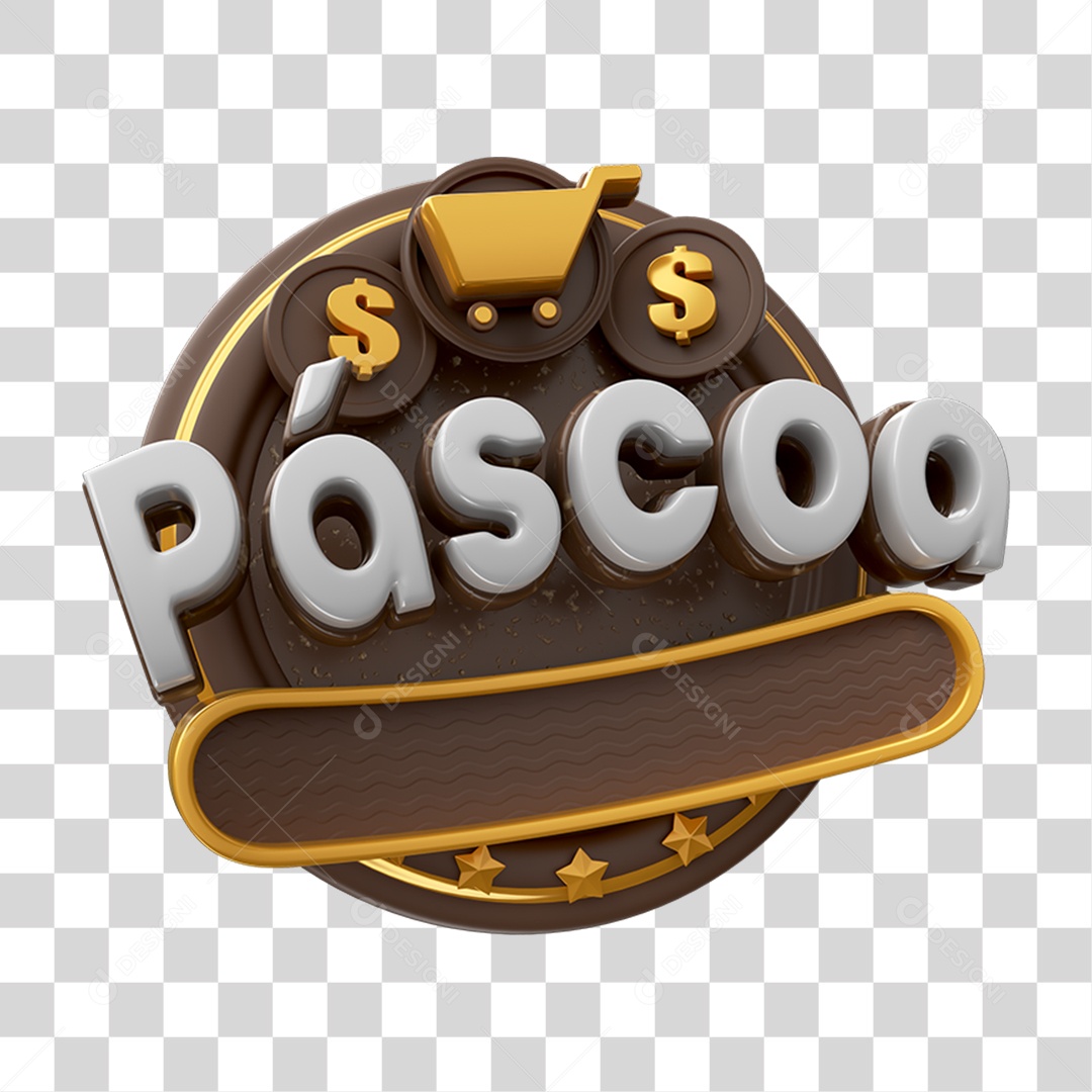 Selo 3D Páscoa PNG Transparente
