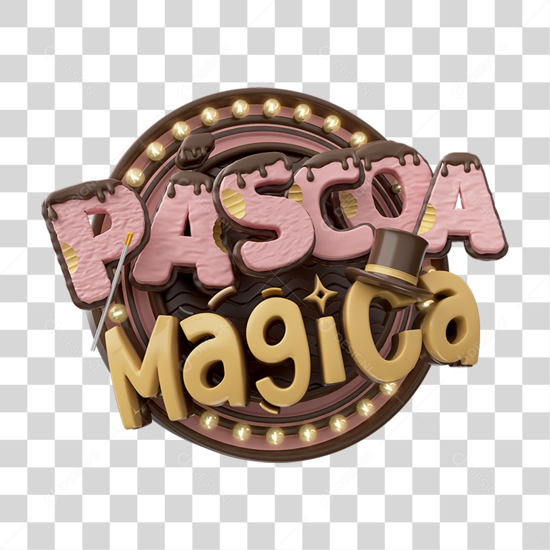Selo 3D Páscoa Mágica PNG Transparente