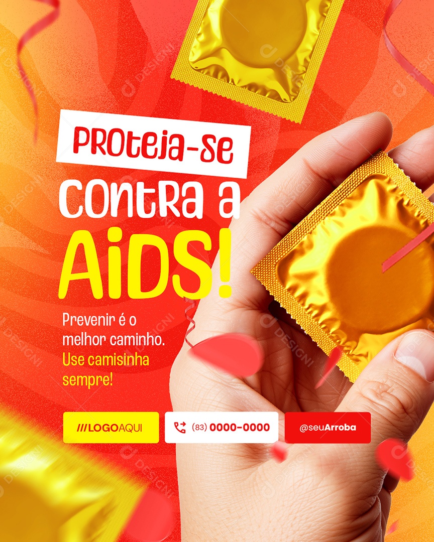 Conscientização Carnaval Proteja-Se Contra a Aids Social Media PSD Editável