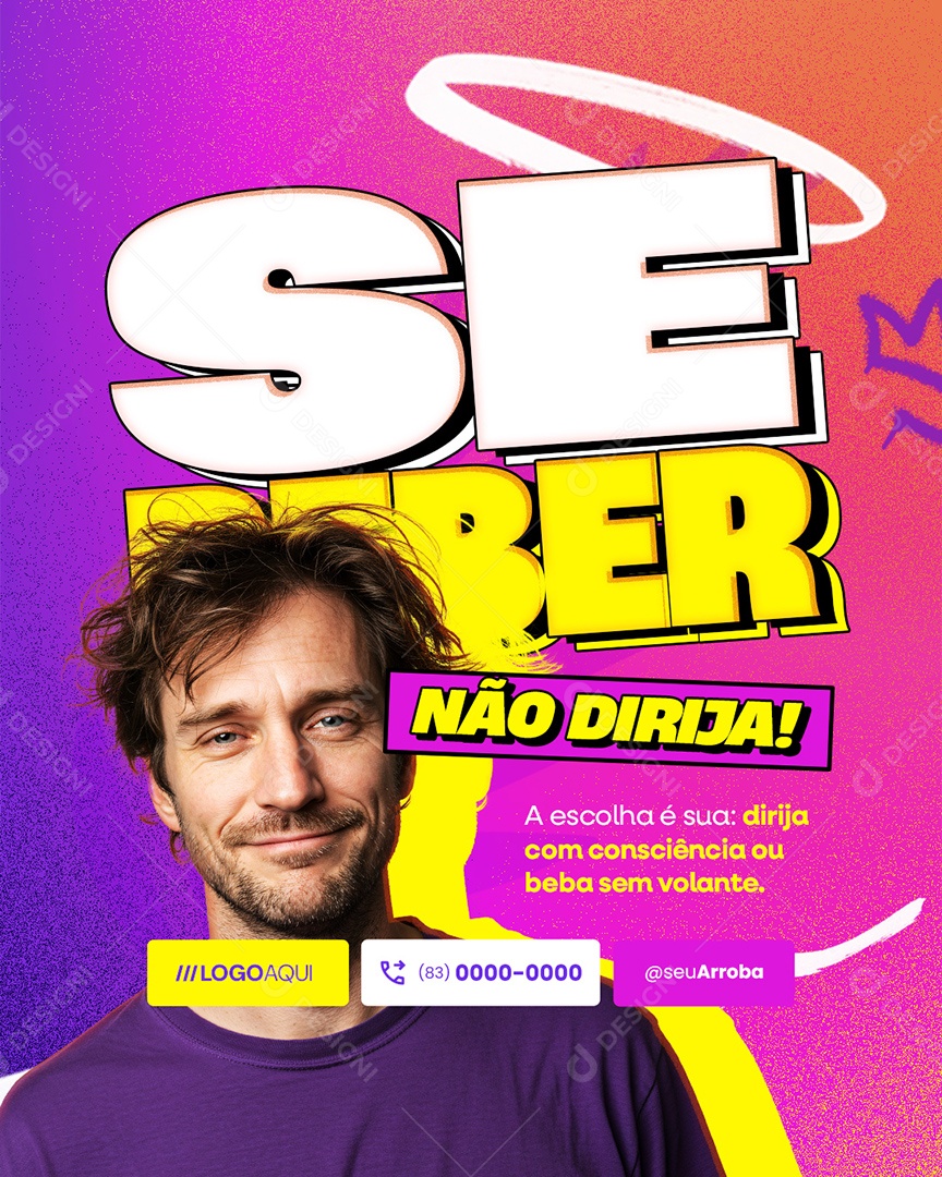 Conscientização Carnaval Se Beber Não Dirija Social Media PSD Editável