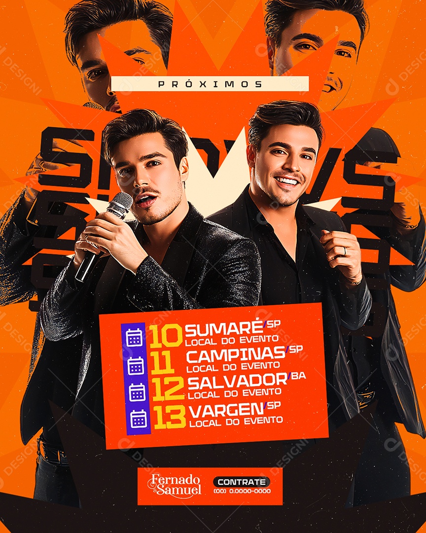 Flyer Próximos Shows Fernado e Samuel Social Media PSD Editável